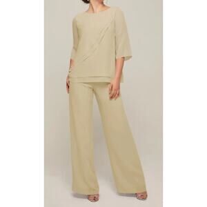 AW BRIDAL 8 M champagne Allison Half Sleeve Straight Leg 2 pc pantsuit NEW b171